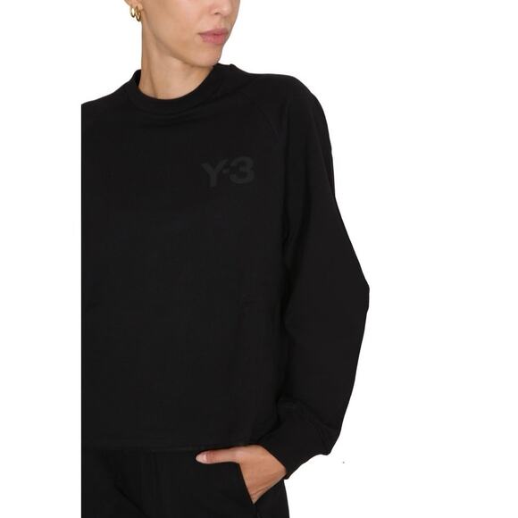 Y-3 Womens Black Long Sleeve Logo Crew Neck Cozy Sweater Sweatshirt Top Size M - Picture 6 of 14